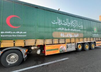 بتوجيه شيخ الأزهر .. إطلاق القافلة الرابعة لبيت الزكاة والصدقات المصري إلى أهالي غزة