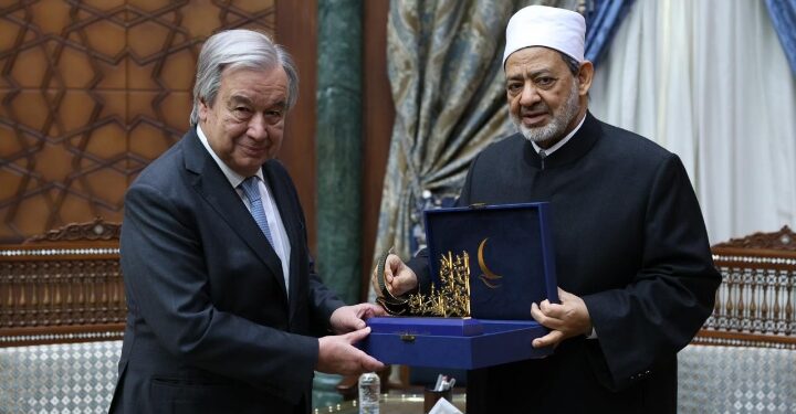 شيخ الأزهر يستقبل الأمين العام للأمم المتحدة ويناقشان مستجدات الأوضاع في غزة