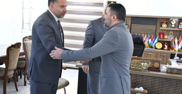 رئيس جامعة الفرات الأوسط التقنية يستقبل النائب أحمد مجيد متعب الشرماني
