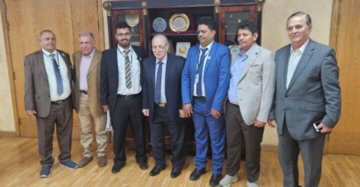 زيارة قطاع المقاولين والموردين  اليمني للإتحاد المصري للبناء والتشييد واتحاد المقاولين العرب بشأن إعادة إعمار اليمن