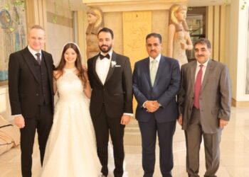 المهندس حسن أمين يحتفل بزفاف كريمته بحضور وزير الكهرباء السابق ونائب السفير السعودي وكوكبه من النواب والفنانين