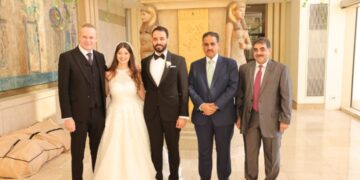 المهندس حسن أمين يحتفل بزفاف كريمته بحضور وزير الكهرباء السابق ونائب السفير السعودي وكوكبه من النواب والفنانين