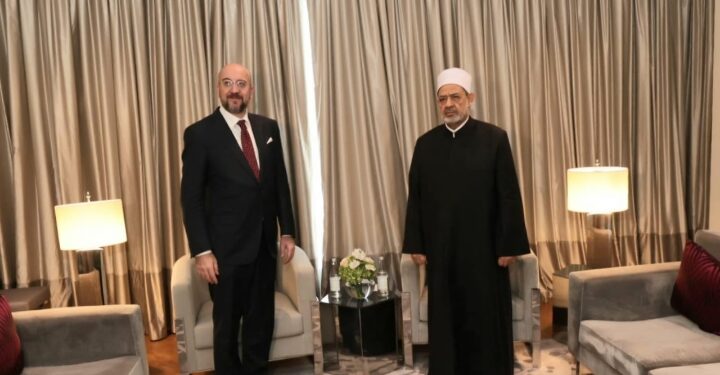 شيخ الأزهر يستقبل رئيس المجلس الأوروبي في أذربيجان ويناقشان المآسي الإنسانية المعاصرة