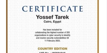«يوسف طارق» يسجل رقمًا قياسيًا في الكتاب العالمي للأرقام القياسية كأكثر متخصص في الأمن السيبراني