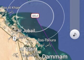 هزة ارضية في الخليج العربي 50 كم شمال شرق  منطقة الجبيل بالسعودية وعلى بعد 143 كم من البحرين