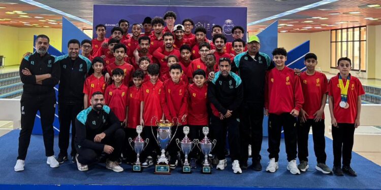 القادسية يحصد 50 ميدالية و4 كؤوس في بطولة المناطق للسباحة