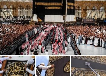 التفاصيل الكاملة لعملية تغيير كسوة الكعبة المشرفة والتي ستكتمل كالعادة مع بزوغ فجر اليوم الاول من السنة الهجرية