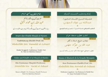 رئاسة الشؤون الدينية تعلن خطيبي الجمعة في الحرمين الشريفين ليوم 18 محرم 1448هـ